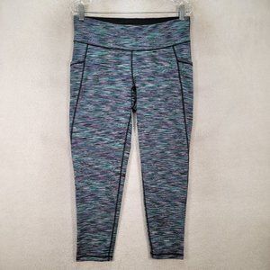 Ideology Teal Striped Stretch Pull On Pockets Yoga Activewear Pilates Ankle Pant